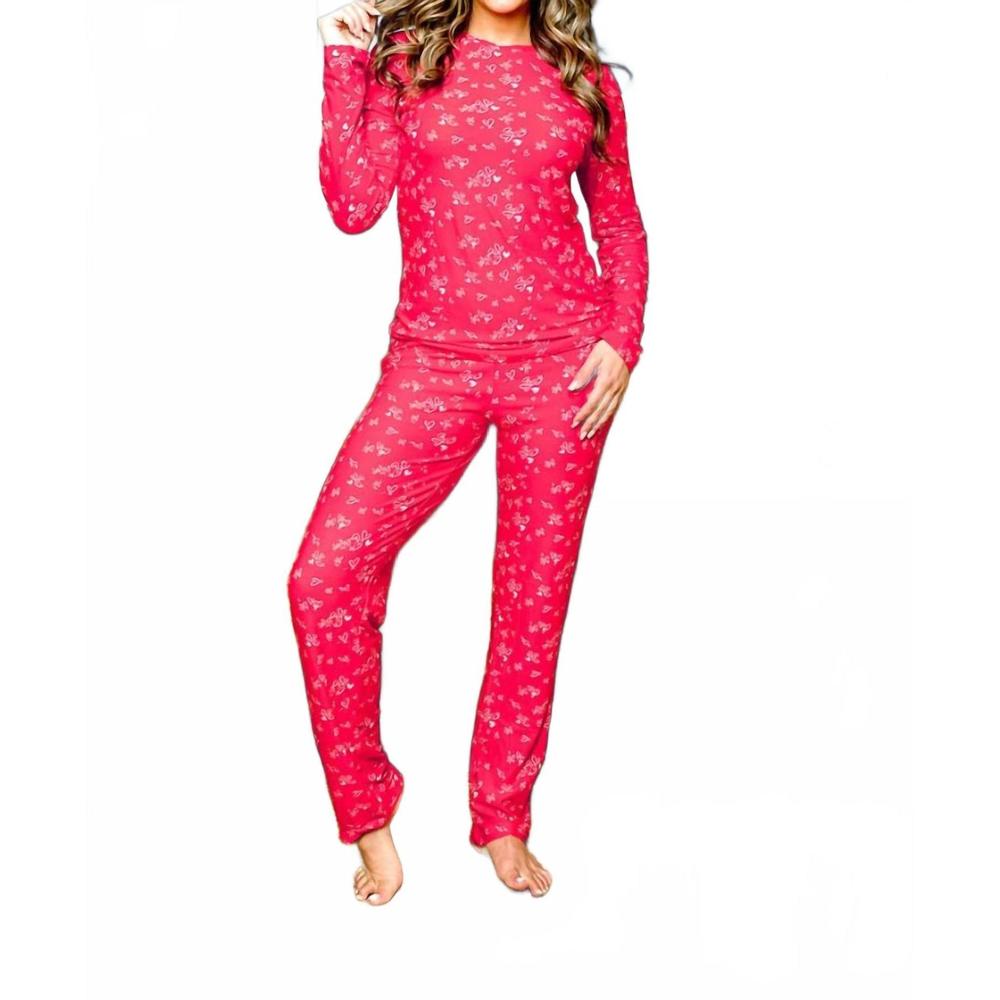 NEW SPRING 21 long sleeve crew neck pajama set in red